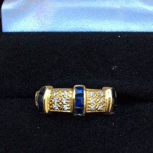 Natural Diamond and Sapphire Ring